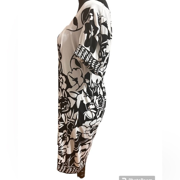 Ann Taylor Loft Trulli Black White Floral Shift Tunic Dress Size medium - Picture 4 of 8